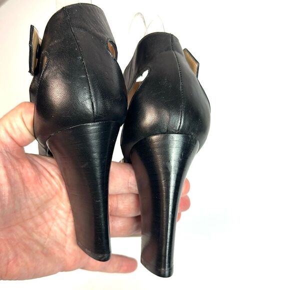 Emporio Armani Black Leather Pumps High Heels Mary Jane size 37,5 US 7,5 Italy - Picture 8 of 16